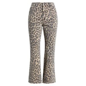 Good American Good Standard Kick Flare Jeans Lucky Leopard Print GFD440NA Size 0